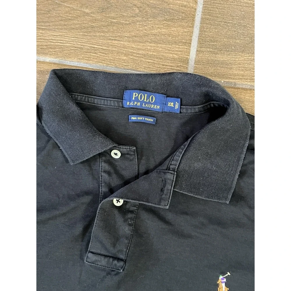 Polo Ralph Lauren Men's Polo Shirt XXL Black Short Sleeve Flesh Pony Soft Touch